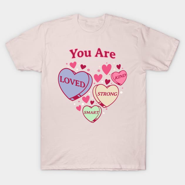 Teacher Valentine Day Retro Heart Candy - Cute Self Love T-Shirt by OrangeMonkeyArt